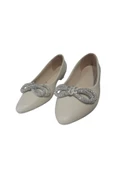 La Meira Shoes Kadın Krem Taş Fiyonklu Günlük Şık Babet Lmra210-663 thumbnail 3