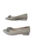 La Meira Shoes Kadın Krem Taş Fiyonklu Günlük Şık Babet Lmra210-663 thumbnail 5