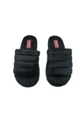 Gr074-020 Kadın Siyah Ev Içi Önü Açık Peluş Terlik - 6