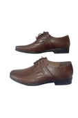 Erkek Kahverengi Bağcıklı Hakiki Deri Düz Klasik Şık Ayakkabı GLDNPS11 - 2