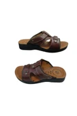 Ak015-10 Erkek Kahverengi Ortapedik Taban Günlük Terlik Sandalet - 1