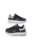 Unısex Siyah-Beyaz Ortopedik Düz Taban Sneaker Spor Ayakkabı wckrs-99 - 1