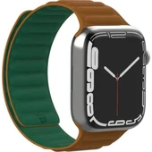 Baykron Silikon Manyetik Kordon Apple Watch İçin Uyumlu 42/44/45mm Kayış Yeşil/Kahverengi - 2