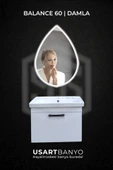 Balance 60 cm Beyaz Banyo Dolabı, Damla Beyaz Led Ayna 80x56 cm - 1