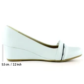 Erkan Saçmacı Colel Beyaz Metal Detaylı Yuvarlak Burun Dolgu Topuklu Günlük Ayakkabı - 2