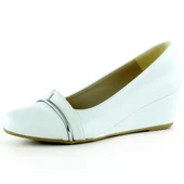 Erkan Saçmacı Colel Beyaz Metal Detaylı Yuvarlak Burun Dolgu Topuklu Günlük Ayakkabı - 1