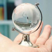 Kristal Büyük Boy Cam Dünya Küresi Dekoratif Hediyelik thumbnail 1