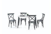 Milano Masa Ve Çarpı Çıtalı Sandalye Takımı, Beyaz Antrasit, 125X80 - 2