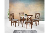 Siena Sabit Masa Ve Çapraz Döşemeli Sandalye Takımı, Beyaz Ceviz, 90X90 - 1