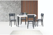 Damla Sabit Masa Ve Kapalı Kelebek Sandalye Takımı, Beyaz Antrasit,125X80 - 1