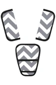 RevuBaby Bebek Arabası Kemer Pedi SETİ Baston Puset Cavin Çocuk Arabası Omuz Yumuşatıcı 3LÜ SET Gri Zigzag - 1