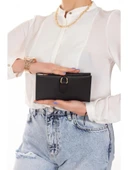 Kadın Fermuarlı çıtçıtlı Bozuk Para Bölmeli Cüzdan Kartlık Aksesuar,yılbaşı Hediyesi damla siyah - 6