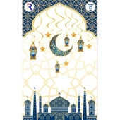 Lacivert Lüks Hoşgeldin Ramazan Temalı Stickerlı Ledli Süsleme Seti 7 Parça (Paket:2) - 4