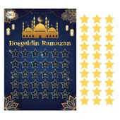 Lacivert Lüks Hoşgeldin Ramazan Temalı Stickerlı Ledli Süsleme Seti 7 Parça (Paket:2) - 3