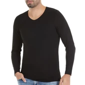 3 Adet Yıldız Erkek Bambu Uzun Kol T-Shirt Fanila Siyah 486 - 1