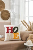Mira Home Dekoratif Punch Home Nakışlı Kırlent Kılıfı - 1