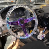 Honda Civic 1996-2001 Uyumlu 35cm Şeffaf Baloncuklu Momo Spor Direksiyon Epoksi - 1