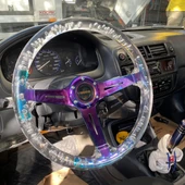 Honda Civic 1996-2001 Uyumlu 35cm Şeffaf Baloncuklu Momo Spor Direksiyon Epoksi - 2