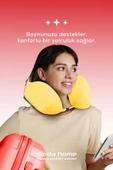 Moda Home Bedding Visco Ortopedik Seyahat Yastığı-Visco Yastık,Çıkarılabilir Kılıf, Lüks Seyahat Yastığı Sarı - 3
