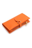 Soft Suni Deri Fermuar Bölmeli Trend Kadın Cüzdan - XD-Eylül-Turuncu thumbnail 2