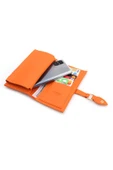 Soft Suni Deri Fermuar Bölmeli Trend Kadın Cüzdan - XD-Eylül-Turuncu thumbnail 4