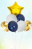 Beysüs Gold Yıldız Gece Mavisi Beyaz Şeffaf Konfetili Balon Seti - 4