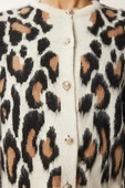 VıoShıne Kadın Leopar Desenli Düğmeli Sakallı Hırka - 12