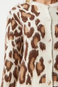 VıoShıne Kadın Leopar Desenli Düğmeli Sakallı Hırka - 6