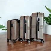 VANİSSA 3'lü Valiz Seti 3 lü Orta Boy & Kabin Boy & Büyük Boy Gold - 1