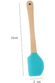3 lü Bambu Spatula Seti 21 cm Silikon Uçlu Isıya Dayanaklı Çizmez Renkli Kaşık Fırça Spatula Set - 7