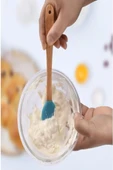 3 lü Bambu Spatula Seti 21 cm Silikon Uçlu Isıya Dayanaklı Çizmez Renkli Kaşık Fırça Spatula Set - 5