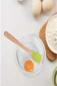 3 lü Bambu Spatula Seti 21 cm Silikon Uçlu Isıya Dayanaklı Çizmez Renkli Kaşık Fırça Spatula Set - 4