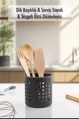 Füme Silindir Dik Kaşıklık &  Tezgah Üstü Düzenleyici & Servis Standı - 1