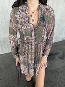 içi astarlı Şifon Elbise - Desenli thumbnail 2