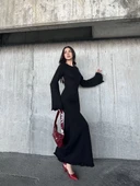 Acık Sırt Detaylı Maxi Uzun Boy Elbise- Siyah - 7