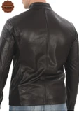 Erkek Hakiki Kuzu Derisi Ceket Slim Fit Siyah Fermuarlı Deri Mont Tarz Şık ve Modern Tasarım - 5