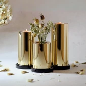 Garaj Home Garaj Home Parlak Yüzey Mumluk Dekoratif Tealight Set-Gold - 1
