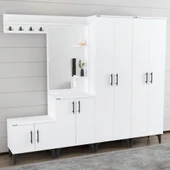 Garaj Home Garaj Home Modern Aynalı Raflı Portmanto Ayakkabılık Vestiyer - 2