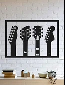 Dekoratif Ev Gitar Temalı Duvar Dekoru MDF Tablo - 1