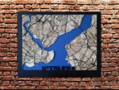 3D Ahşap İSTANBUL Haritası, Lazer Kesim, Dekoratif İstanbul Tablosu - 1