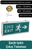 Işıklı Çift Yönlü Acil Çıkış Exit Tabelası Şarjlı Yönlendirme Güvenli Parlayan Uyarı Levhası - 1