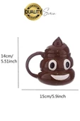 Özel Üretim Poo Kaka Emoji Kupa Bardak Esprili Eğlenceli Kapaklı Komik Karikatür Gülücük 3D Seramik - 6