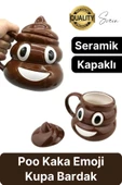 Özel Üretim Poo Kaka Emoji Kupa Bardak Esprili Eğlenceli Kapaklı Komik Karikatür Gülücük 3D Seramik - 1