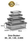 Premium Organizer 4'lü Plastik Erzak Gıda Saklama Kabı Seti İç İçe Kilitli İstifleme Yer Tasarrufu - 3