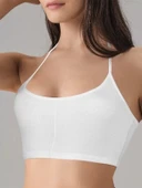 Kadın Beyaz Likralı Mikromodal Yarım Atlet 9132 thumbnail 3