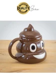 Özel Üretim Poo Kaka Emoji Kupa Bardak Esprili Eğlenceli Kapaklı Komik Karikatür Gülücük 3D Seramik - 4