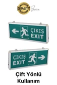 Işıklı Çift Yönlü Acil Çıkış Exit Tabelası Şarjlı Yönlendirme Güvenli Parlayan Uyarı Levhası - 2