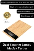 Premium Ahşap Dijital Ekranlı Yüksek Hassasiyet Mutfak Terazisi Bambu Tartı 5 kg Kapasiteli - 1