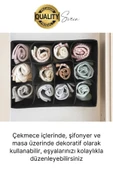 12 Bölmeli Dolap Çekmece İçi Düzenleyici Siyah Organizer Çorap Kravat Hobi Kutusu Kozmetik Aksesuar - 3