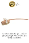 Premium %100 Doğal At Kılı Banyo Fırçası Ahşap Saplı Selülit Önleyici Yumuşak Vücut Masaj Sırt Kese - 2